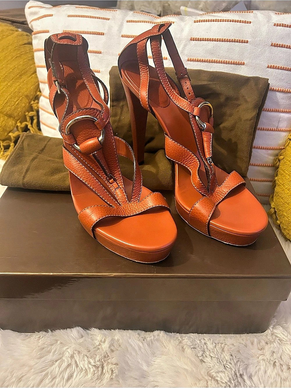 Gucci Horsebit Leather Platform Sandal Brown EU 38